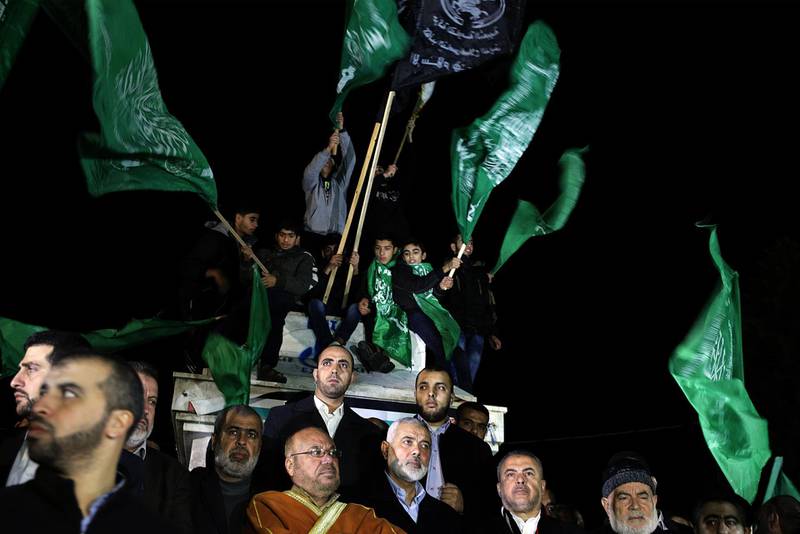 The Hamas organisation's top leader Sheikh Ismaeil Haneiya attends a protest against  the US decision to recognise the city of Jerusalem as the capital of Israel, in Gaza City, Gaza Strip. Mohammed Saber/ EPA