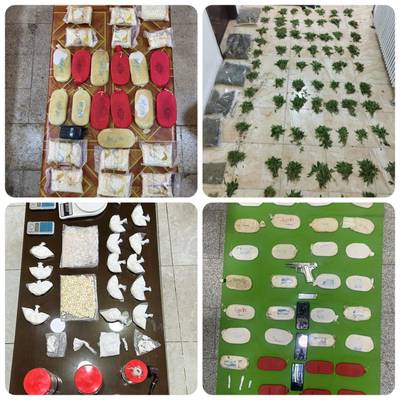 Drugs seized by Jordanian security forces in anti-narcotics operations across the kingdom in June 2023. Photos: Jordanian Internal Security Directorate.