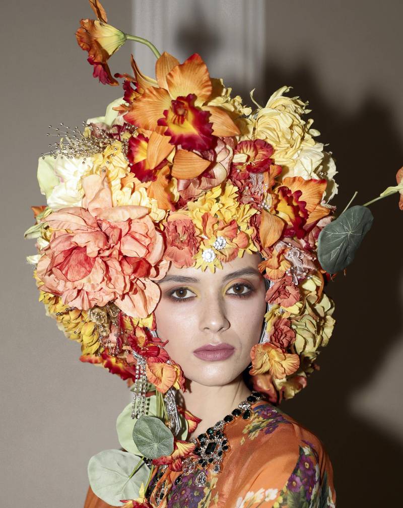 Oversized floral head dresses are a Dolce & Gabbana signature. Courtesy Dolce & Gabbana