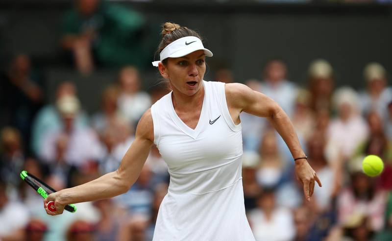 Simona Halep on her way to a 6-2, 6-2 victory over seven-time Wimbledon champion Serena Williams on Centre Court on Saturday. Reuters