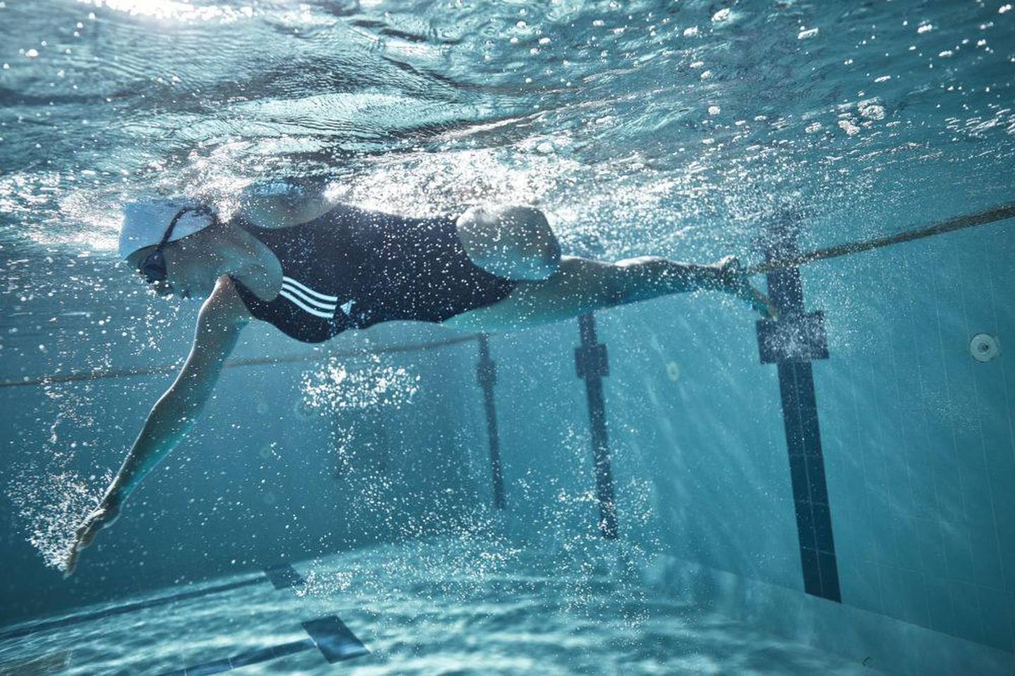 Lebanese amputee athlete Dareen Barbar heads the campaign for the new full-coverage swimwear range by adidas.
