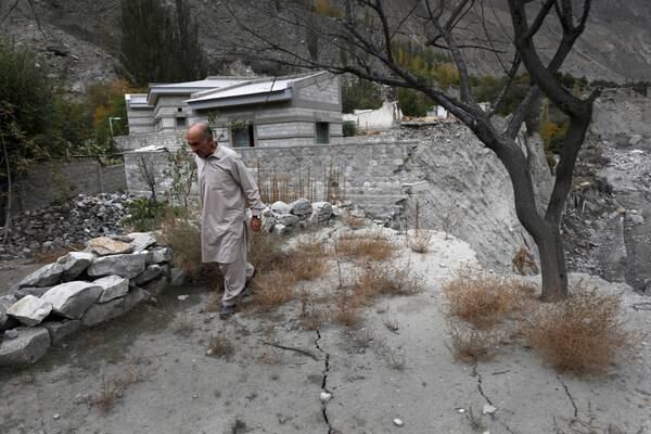 Cracks developed after flooding in the Gilgit-Baltistan region of Pakistan. Reuters