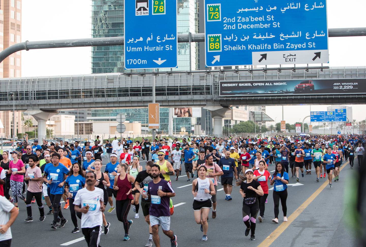 Dubai, United Arab Emirates - Participants starting to run at the Dubai 30x30 Run at Sheikh Zayed Road.  Leslie Pableo for The National