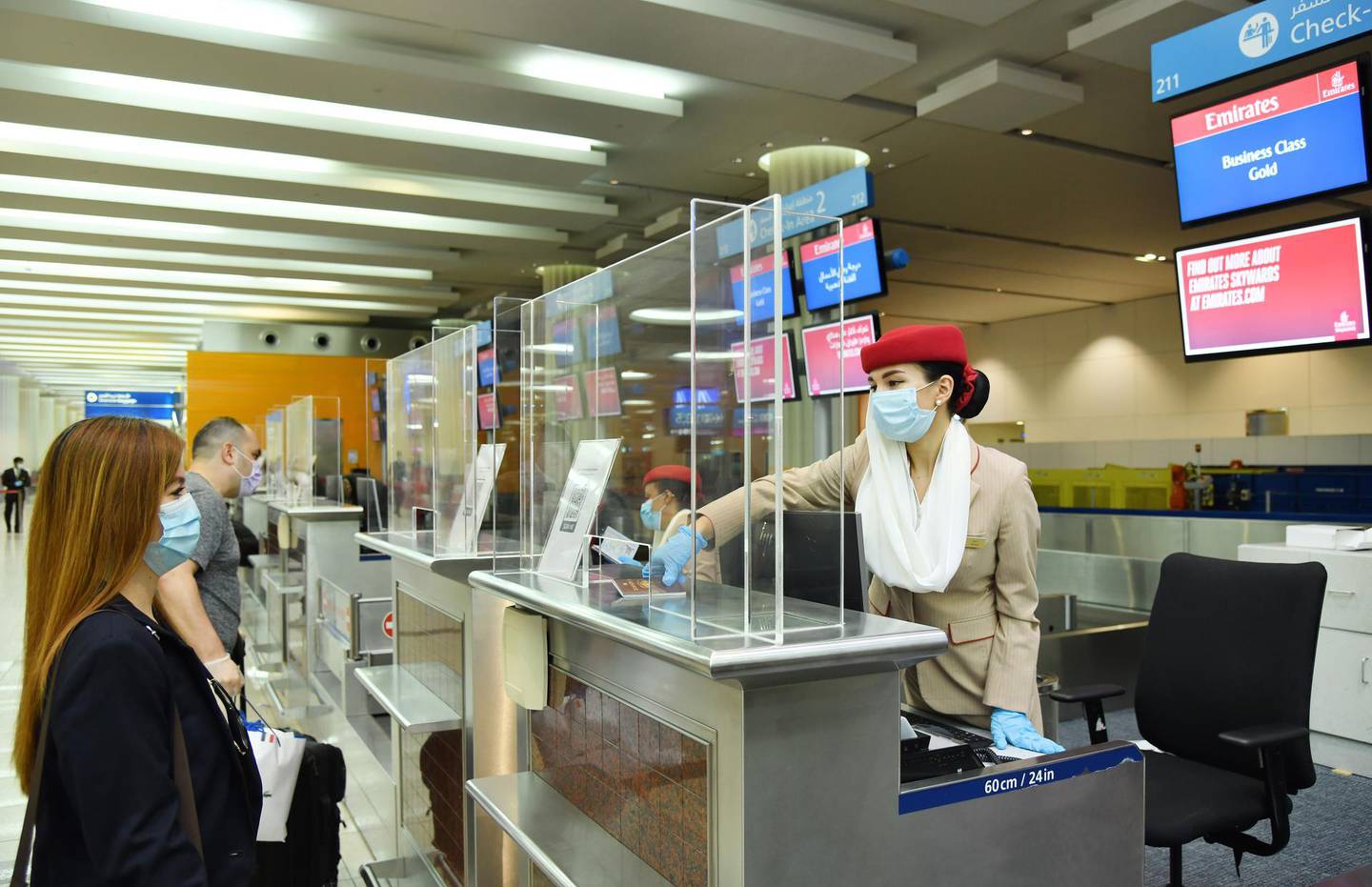 Emirates check-in counters at Dubai Airport. Courtesy Emirates 