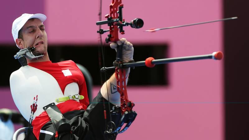 Belgium's Piotr Van Montagu competing in the archery competition during the Tokyo Paralympics at Yumenoshima Archery Fieldon Tuesday, August 31. Reuters