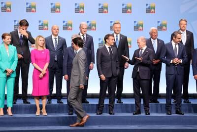 Nato leaders assemble on the first day of the bloc's summit in Lithuania on Tuesday. Getty