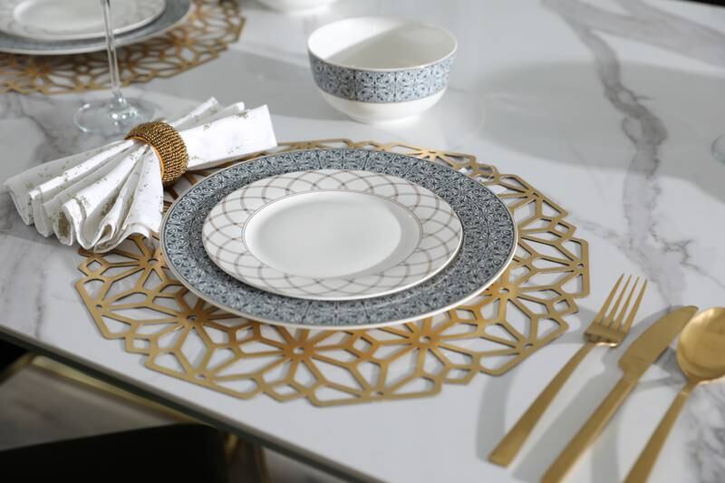Asra placemat in champagne, Dh7 each, Pan Emirates.