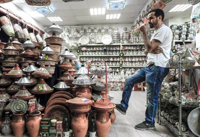 Abu Dhabi, United Arab Emirates, January 5, 2020.  Photo essay of Global Village.--   A Moroccan kitchenware shop at the Morocco Pavillion.Victor Besa / The NationalSection:  WKReporter:  Katy Gillett