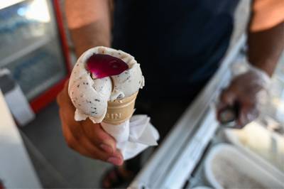 Ice cream made with black rose is a delicacy in Halfeti.  