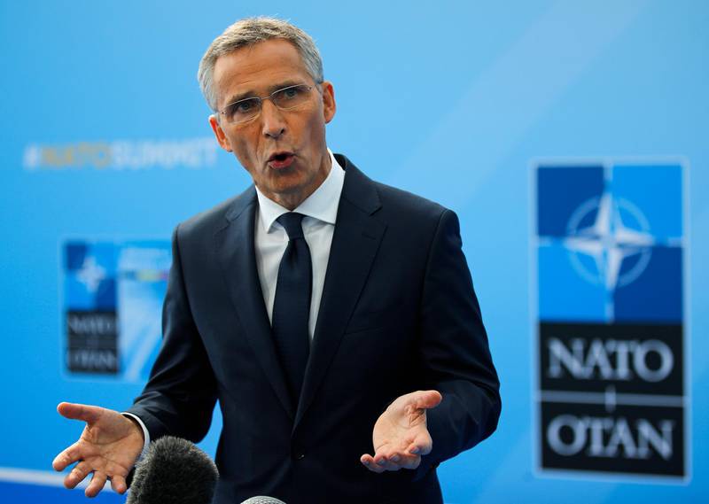 Nato secretary general Jens Stoltenberg gestures. AP Photo