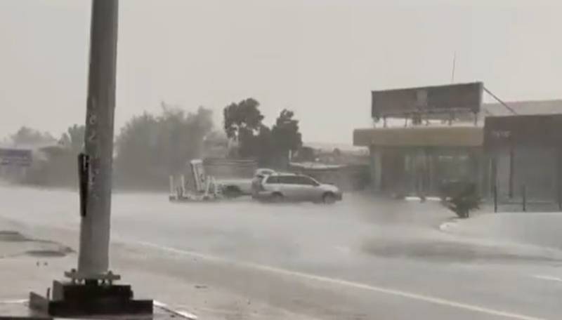 Ras Al Khaimah was lashed by heavy rain and high winds on Sunday afternoon as a summer of unstable weather continued. Photo: NCM