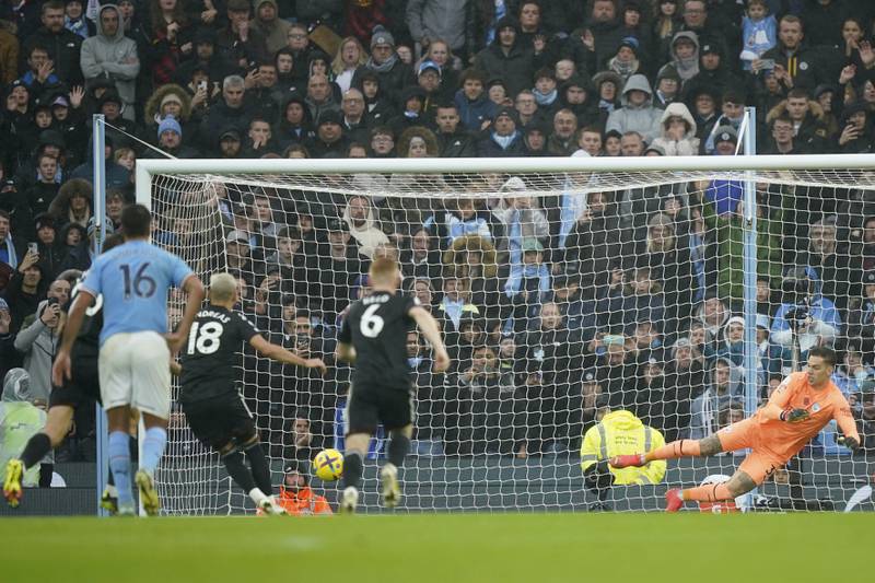 MANCHESTER CITY RATINGS: Ederson 6 – Had little to do, facing just one shot on target, but the Brazilian was sent the wrong way by Pereira from the penalty spot. 

AP