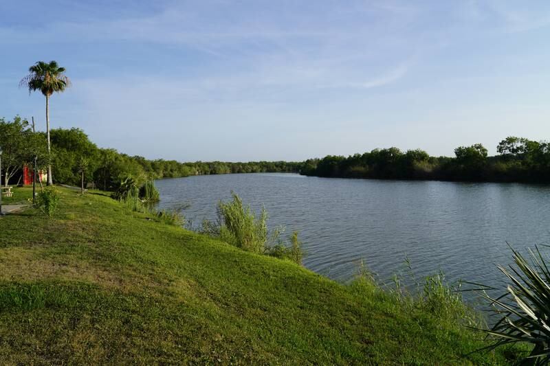 The Rio Grande, which separates the US from Mexico, runs along Mr Lerma's property. 
