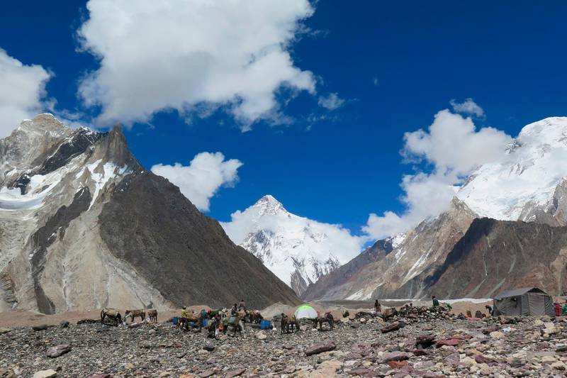 The Concordia camping site in front of K2 summit in the Karakoram range of Pakistan's mountain northern Gilgit region. AFP