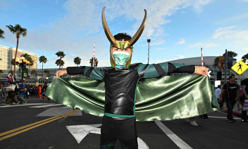 A young cosplayer Sirius Black, 7, dressed as Loki, at the event. AFP