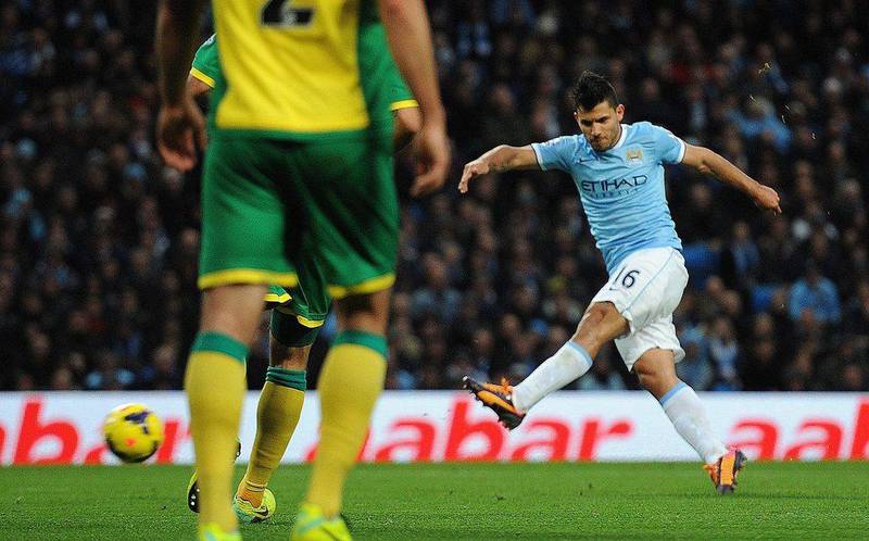 Centre forward: Sergio Aguero, Manchester City. The tormentor of Norwich, Sergio Aguero was involved in four goals, though he only scored one. Peter Powell / EPA