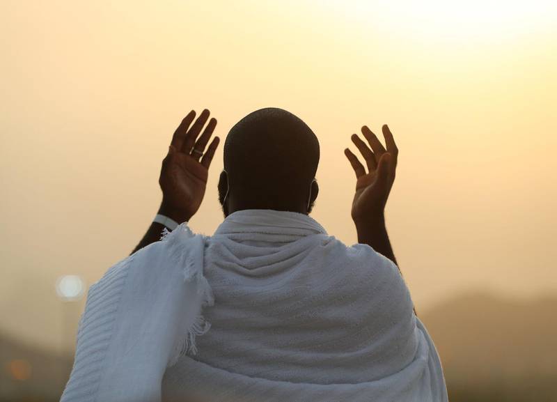 A handout picture provided by Saudi Ministry of Media on July 30, 2020 shows a Mulism pilgrim praying on Mount Arafat, also known as Jabal al-Rahma (Mount of Mercy), southeast of the holy city of Mecca, during the climax of the Hajj pilgrimage amid the COVID-19 pandemic. Muslim pilgrims converged today on Saudi Arabia's Mount Arafat for the climax of this year's hajj, the smallest in modern times and a sharp contrast to the massive crowds of previous years. - === RESTRICTED TO EDITORIAL USE - MANDATORY CREDIT "AFP PHOTO / HO / SAUDI MINISTRY OF MEDIA" - NO MARKETING NO ADVERTISING CAMPAIGNS - DISTRIBUTED AS A SERVICE TO CLIENTS ===
 / AFP / Saudi Ministry of Media / Saudi Ministry of Media / STR / === RESTRICTED TO EDITORIAL USE - MANDATORY CREDIT "AFP PHOTO / HO / SAUDI MINISTRY OF MEDIA" - NO MARKETING NO ADVERTISING CAMPAIGNS - DISTRIBUTED AS A SERVICE TO CLIENTS ===
