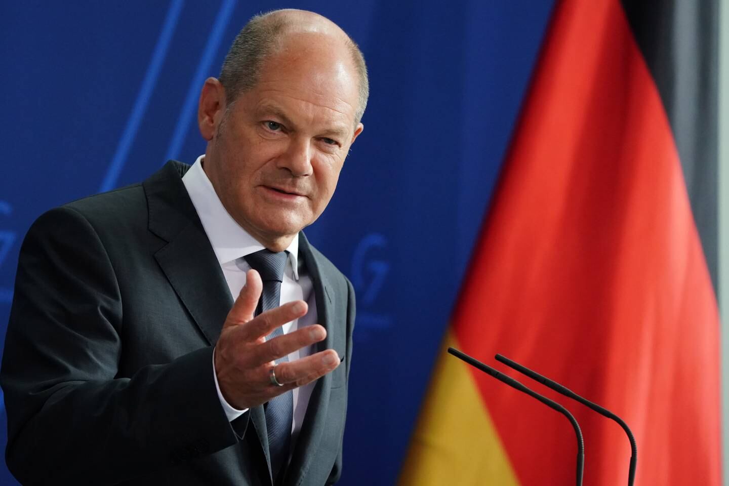German Chancellor Olaf Scholz is waiting for the results of an updated energy assessment before taking sides in the debate. EPA 