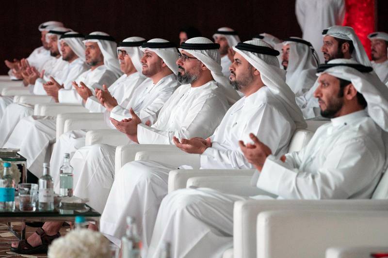 Sheikh Khaled bin Mohamed bin Zayed, centre, attends the Abu Dhabi Private Sector Forum