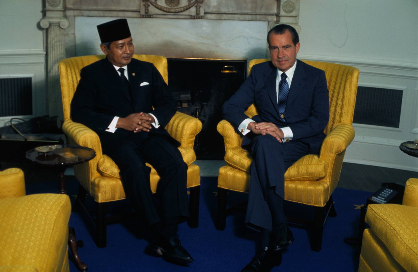 Then US president Richard Nixon with his Indonesian counterpart, Suharto, during the latter's state visit to Washington in the 1970s. Bettmann Archive