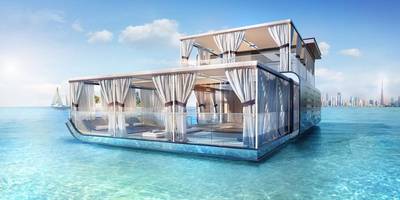 Above, the Signature Edition of The Floating Seahorse villas at The Heart of Europe development off the coast of Dubai. Courtesy Kleindienst Group