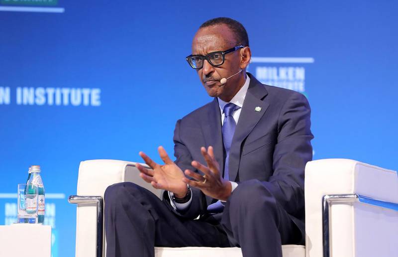 ABU DHABI , UNITED ARAB EMIRATES , February 13 – 2019 :- Paul Kagame, President, Republic of Rwanda speaking during the Milken Institute MENA Summit 2019 held at The St. Regis Saadiyat Island Resort in Abu Dhabi.  ( Pawan Singh / The National ) For News/Business/Instagram. Story by Charlie  