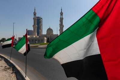 UAE flags on display in Ras Al Khaimah. Antonie Robertson / The National

