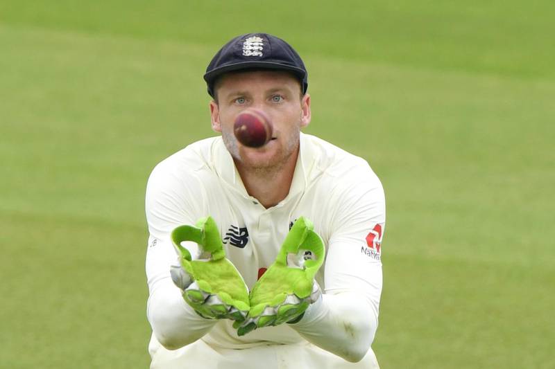 England wicketkeeper Jos Buttler catches the ball on Day 1 of the second Test against Pakistan at the Ageas Bowl in Southampton, on Thursday, August 13. AFP