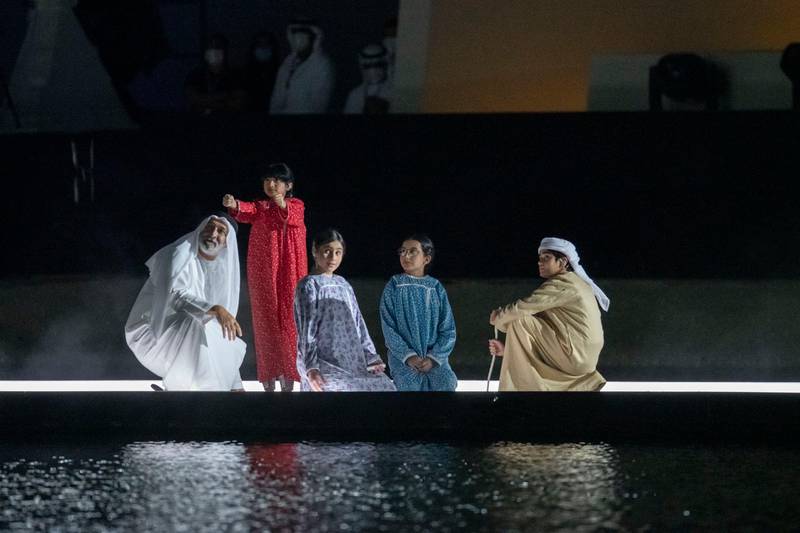 People take part in the 'Seeds of the Union' National Day show held in Jubail Mangrove Park in Abu Dhabi. Courtesy: Sheikh Mohamed bin Zayed Twitter