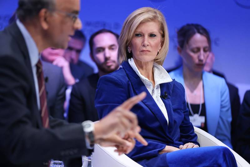 Mary Erdoes, chief executive of JP Morgan Chase's asset wealth management arm, listens during a panel session in Davos. Bloomberg