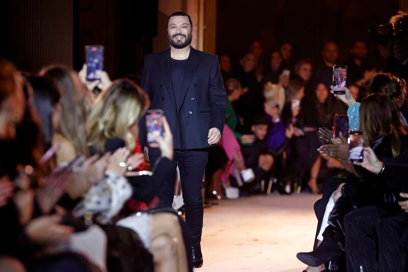 Lebanese designer Zuhair Murad at the end of his haute couture how during Paris Fashion Week. Getty Images