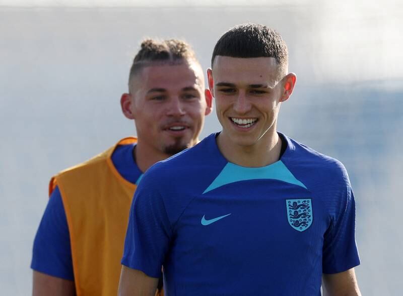 England's Phil Foden with Kalvin Phillips in background. Reuters