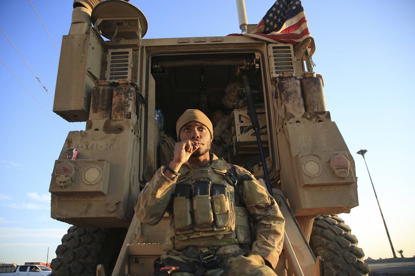 A US soldier in Hassakeh, Syria, in January after ISIS militants broke into the prison that houses more than 3,000 inmates, including hundreds of minors.  AP