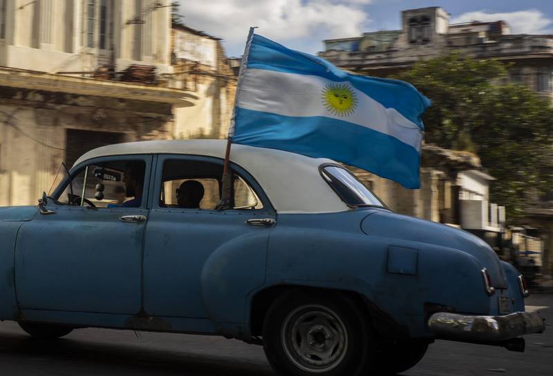 Fans celebrate Argentina's World Cup victory over France in Havana, Cuba. AP