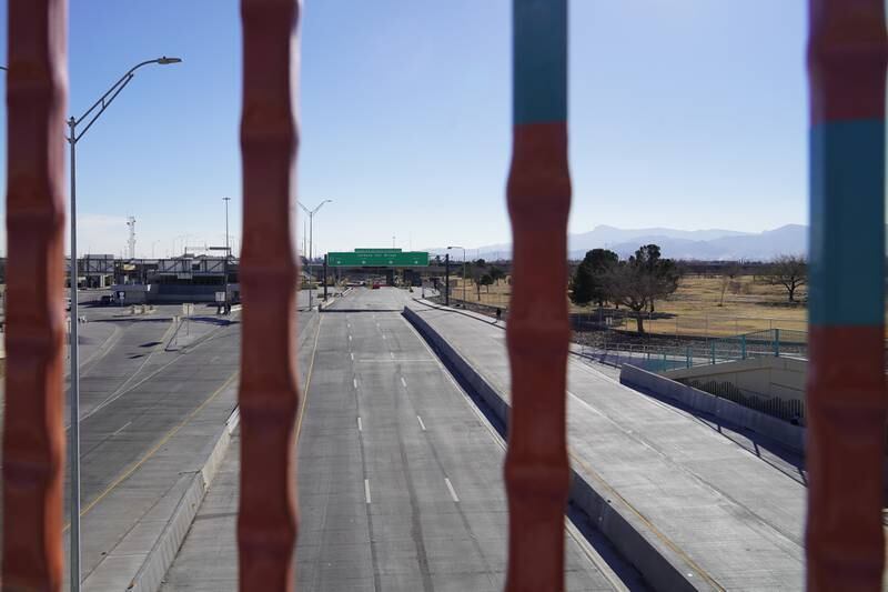The entrance to the Bridge of Americas, which connects El Paso, Texas to Juarez, Mexico. Willy Lowry / The National