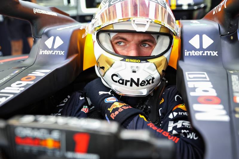 BAHRAIN, BAHRAIN - MARCH 11: Max Verstappen of the Netherlands and Oracle Red Bull Racing prepares to drive in the garage during Day Two of F1 Testing at Bahrain International Circuit on March 11, 2022 in Bahrain, Bahrain. (Photo by Mark Thompson / Getty Images)
