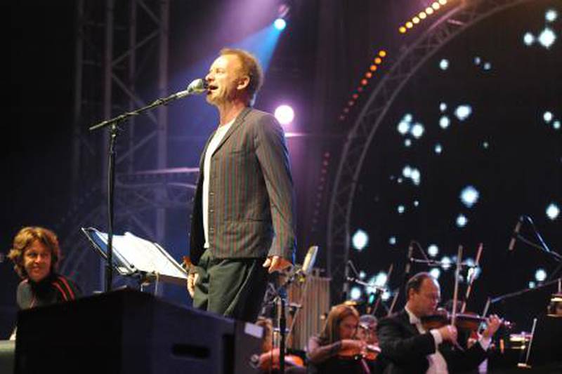 British singer Sting performs during the 9th edition of the Mawazine international music festival "World Rythms" in Rabat on May 29, 2010 AFP PHOTO / FADEL SENNA