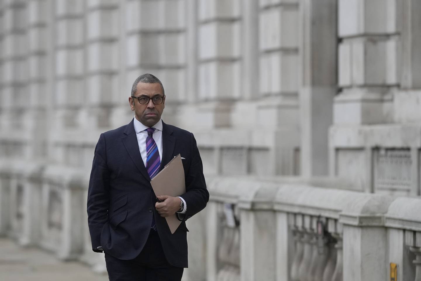 James Cleverly arrives for a cabinet meeting in London last month. AP Photo