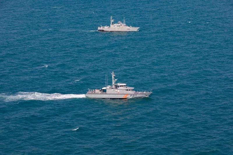 Vessels from the Iraq Navy and Kuwait Coast Guard during the exercise in the Arabian Gulf. Photo: US Army