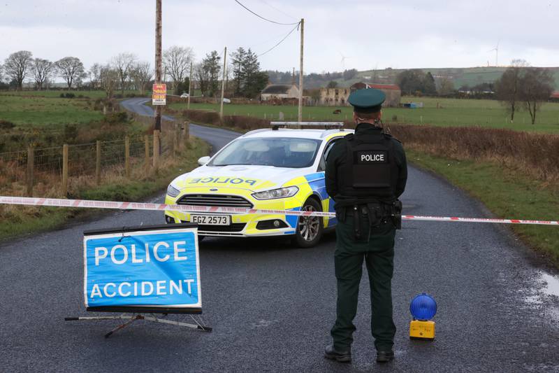 The cordoned off area on Racolpa Road in Drumnakilly. PA