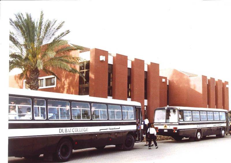 The school's buses in the 1980s.
