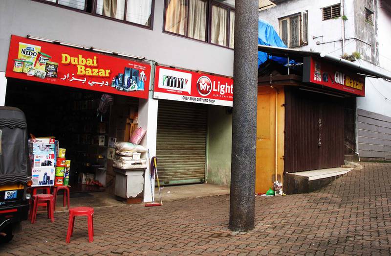 Shops in Kannur, Kerala, reflect the influence of the expatriate workers who made money in the Gulf states. John Henzell  