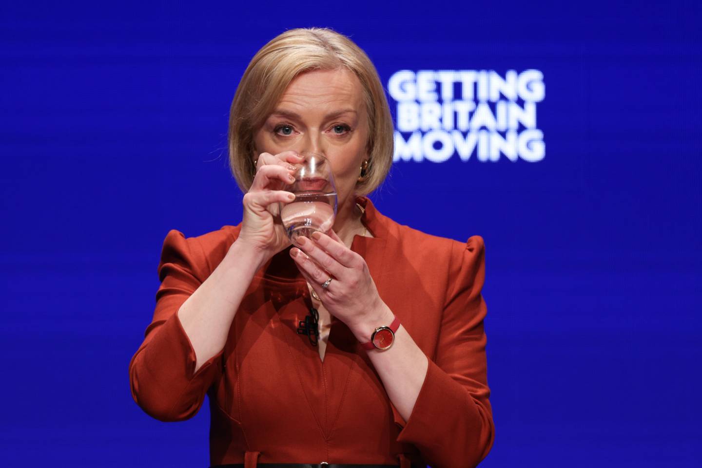 Liz Truss, the UK prime minister, during her keynote speech at the Conservative Party's annual autumn conference in Birmingham, UK, on Wednesday, October  5, 2022.  Bloomberg