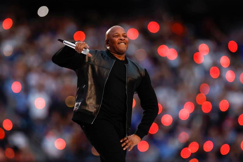 Dr Dre performing at SoFi Stadium. EPA