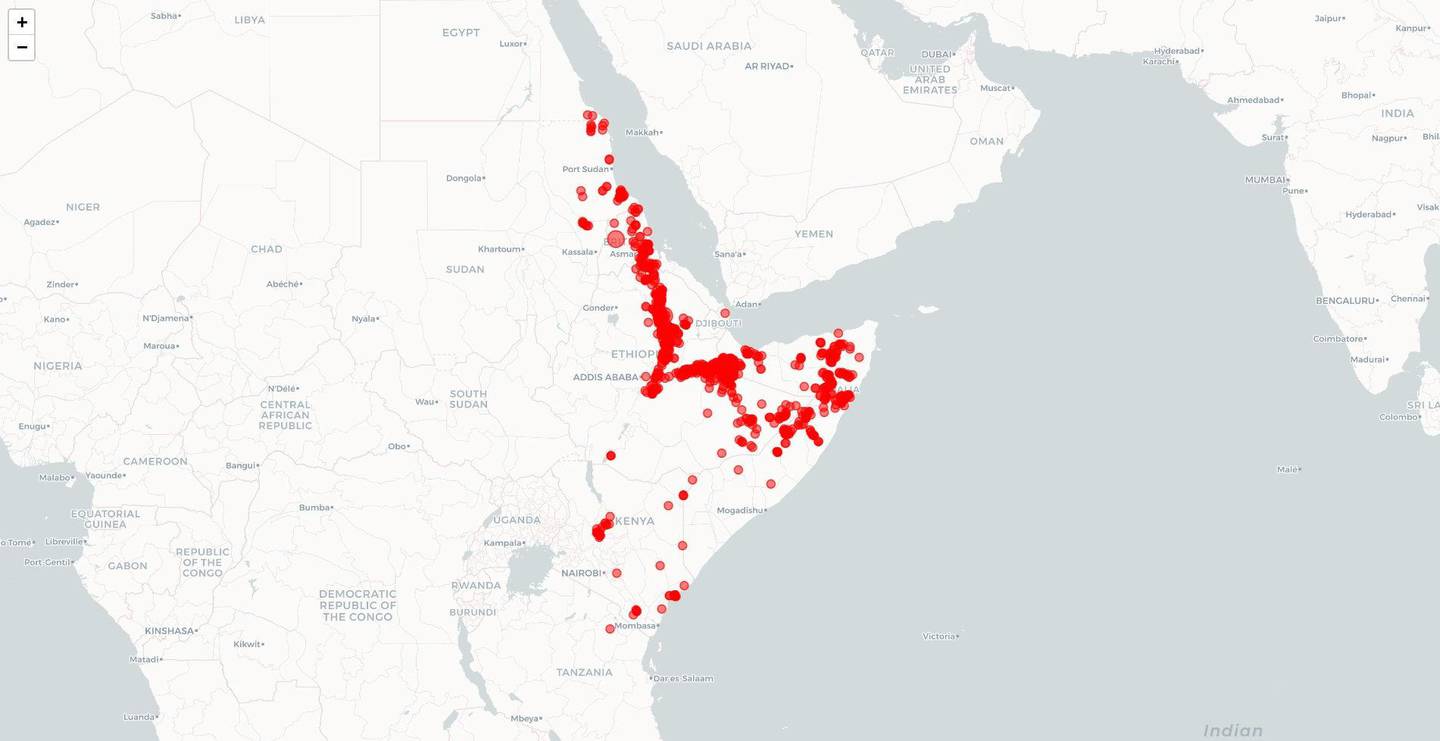 Zoomed out heat map of locust swarms. Courtesy Kuzi