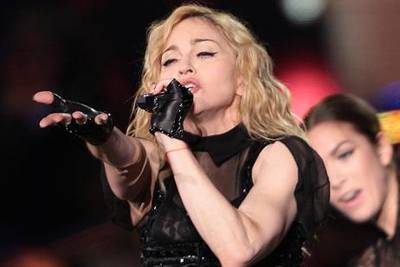 Madonna performs during her concert in Belgrade, Serbia. AP