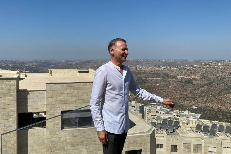 Bashar Masri, a prominent Palestinian businessman and founder of Rawabi, the first planned Palestinian city in the West Bank, poses during an interview with Reuters in Rawabi, October 5, 2020. REUTERS/Rami Ayyub