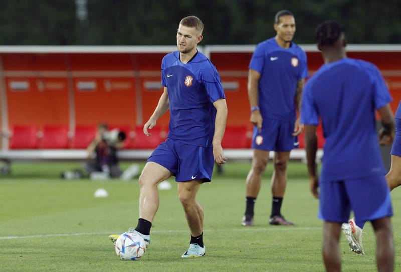 Matthijs de Ligt during training with the Netherlands squad. Reuters