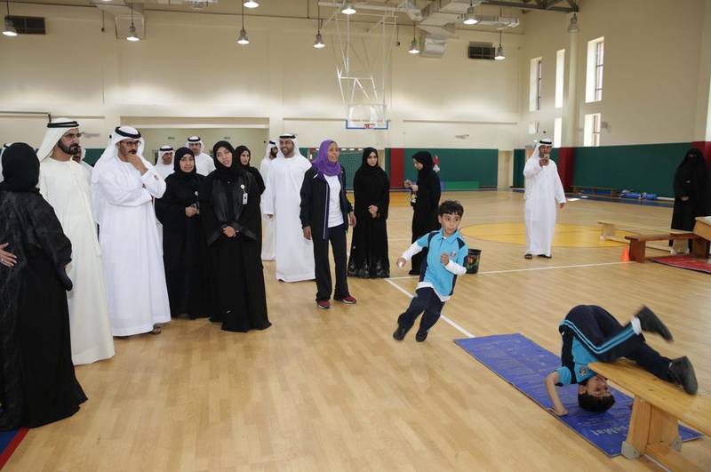 Sheikh Mohammed bin Rashid, Vice President and Ruler of Dubai, visits the Abdul Rahman Nasser School in Kalba. Wam