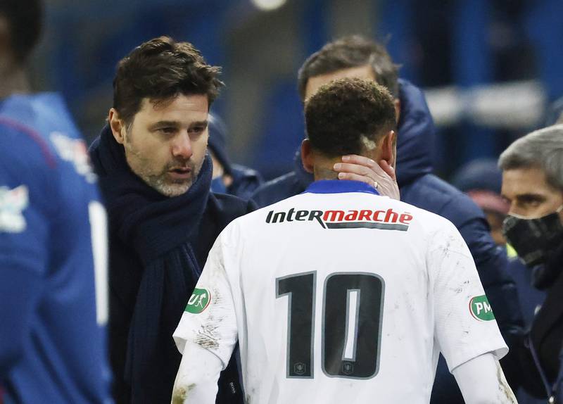 PSG manager Mauricio Pochettino and Neymar. Reuters
